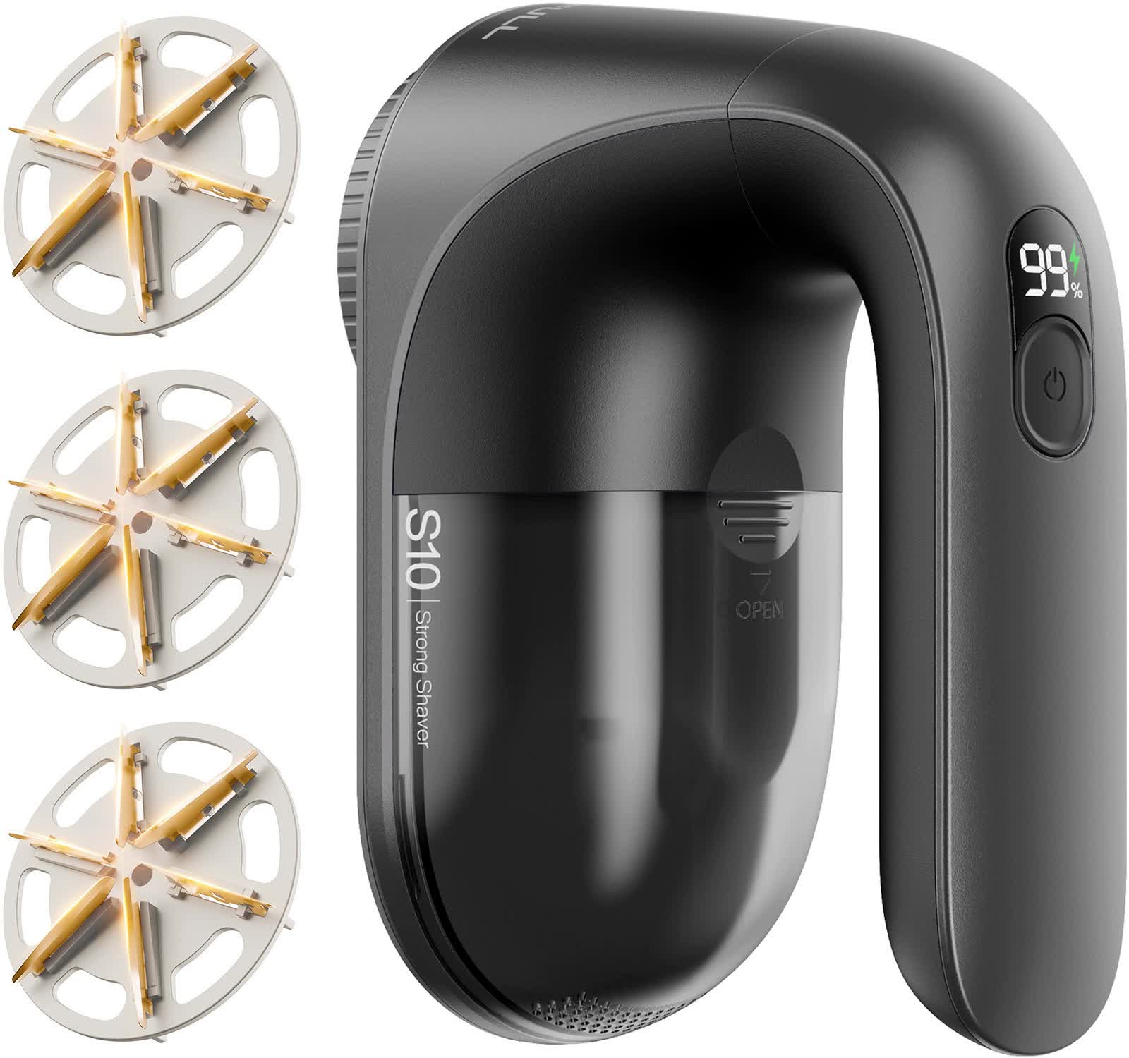 Electric Lint Remover - Rechargeable 2000mAh Fabric Shaver with LED Display(black)