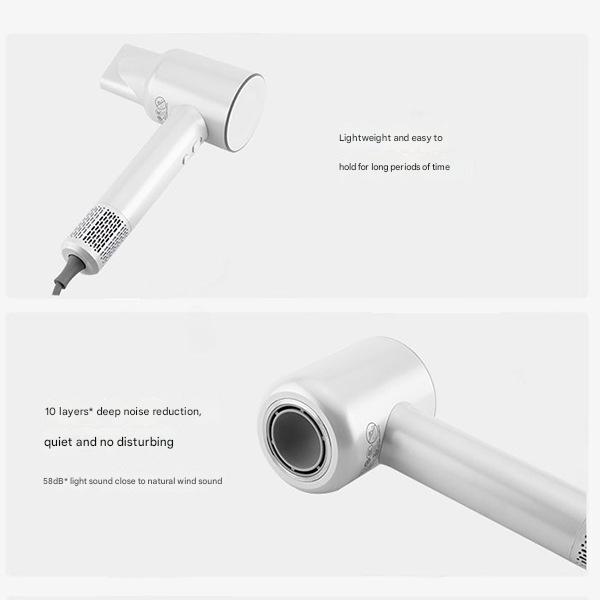 High-Speed Ionic Hair Dryer - 110,000 RPM Motor, 70m/s Airflow, Low Noise(white)