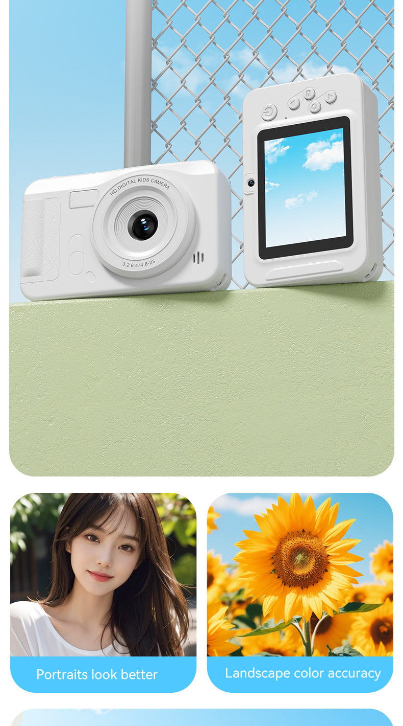 Student HD Digital Camera - 44MP, 8x Zoom, Autofocus, Dual Lens, Type-C Charging (white)