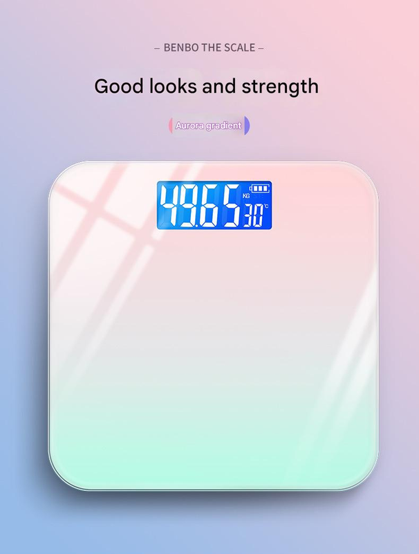 Smart USB Rechargeable Digital Bathroom Scale - Measures Body Weight & Temperature(Pure Black)