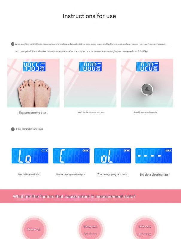 Smart USB Rechargeable Digital Bathroom Scale - Measures Body Weight & Temperature(Pure Black)