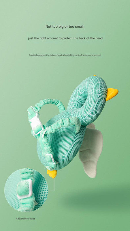 Adorable Baby Head Protector Backpack Cushion - Anti-Fall Toddler Safety Pad with Adjustable Straps(Green Frog)