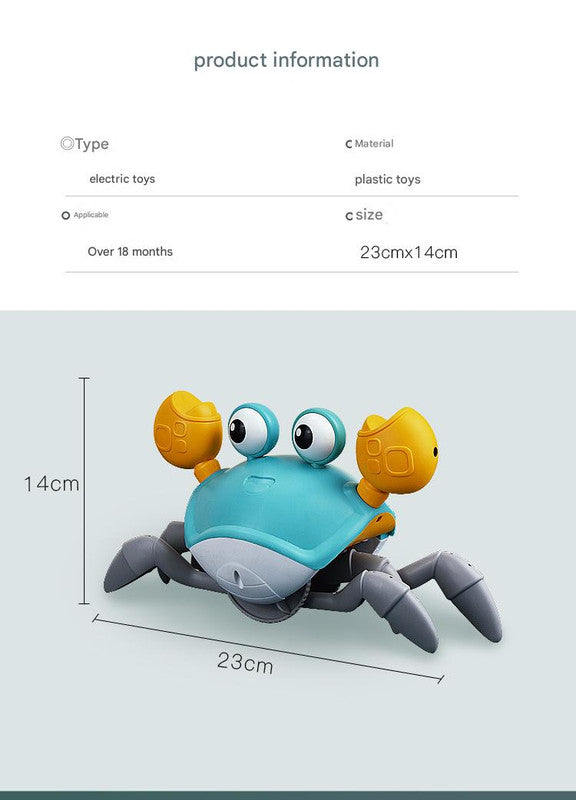 Interactive Crawling Crab Baby Toy with Music, Lights & Obstacle Avoidance(green)