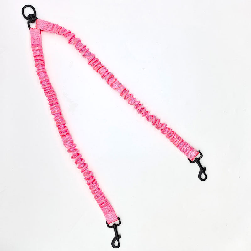 Pink Pet Double-Ended Rope + 1.5M Leash - Easy to walk two dogs, tangle-free design