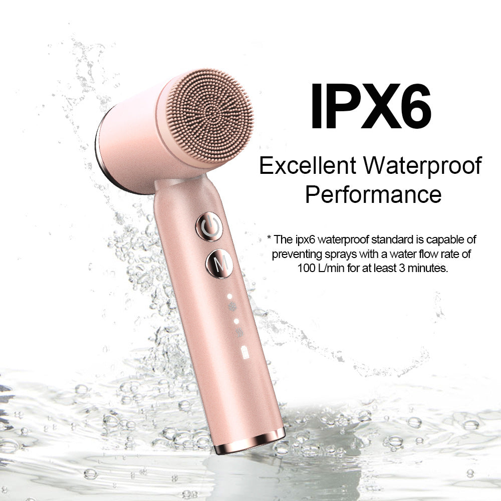 Purple 6-in-1 Electric Facial Cleansing Brush Set - Rechargeable & Waterproof