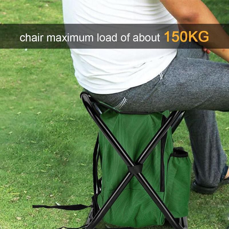 Black Insulated Cooler Backpack Chair - Foldable Stool for Picnics & BBQ