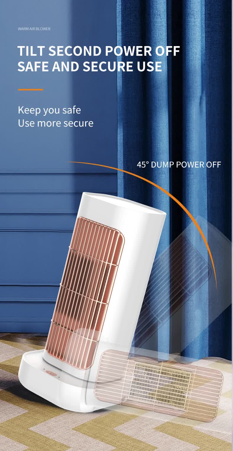 Pink Portable Electric Heater with Oscillation & Tip-Over Protection- 2 Heat Settings, Mini Tower