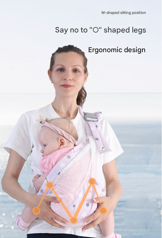 Ergonomic Baby Sling Carrier - Breathable Mesh Wrap for Newborns & Toddlers (Gray Bear)