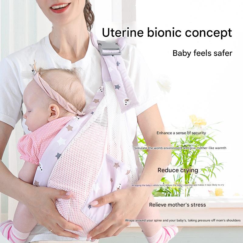 Ergonomic Baby Sling Carrier - Breathable Mesh Wrap for Newborns & Toddlers (Gray Bear)