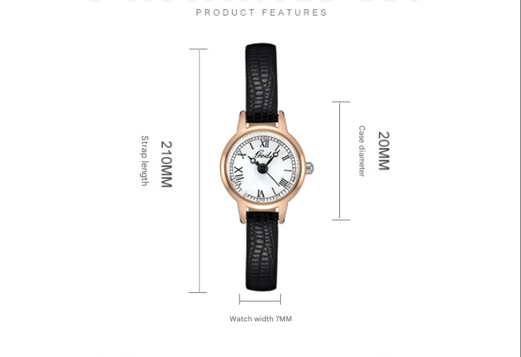 Coffee shell coffee tray coffee belt Delicate Women's Watch - 20mm Roman Numeral Dial, Leather Strap