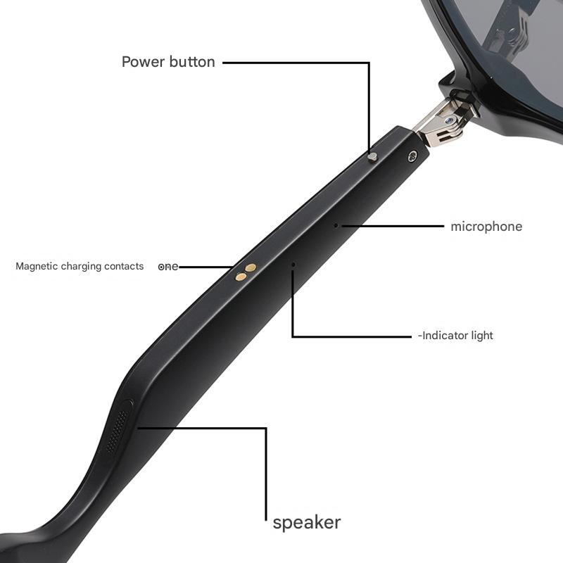 Grey Fashion Bluetooth Music Sunglasses - UV Protection Eyewear with Speakers