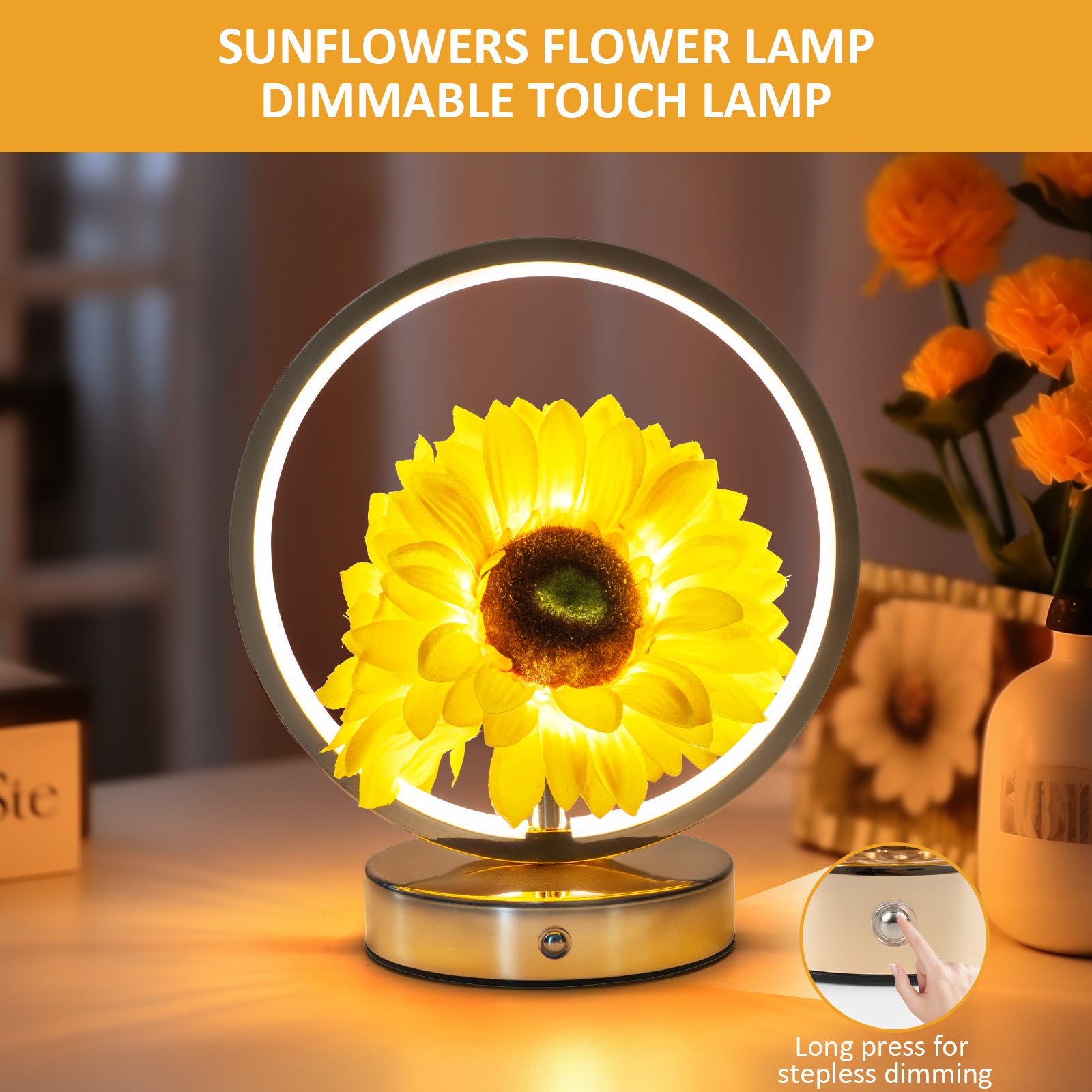 Rechargeable Ring Light with Sunflowers - Ambient Bedside Table Lamp Decor(USB)
