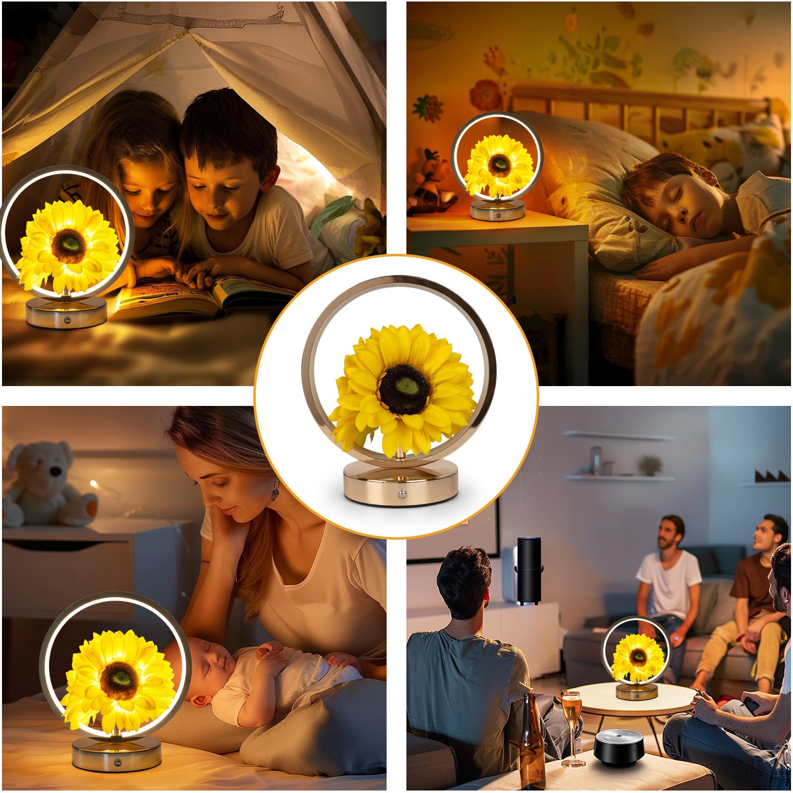 Rechargeable Ring Light with Sunflowers - Ambient Bedside Table Lamp Decor(USB)