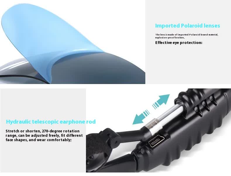 Black Bluetooth Sunglasses with Wireless Earbuds for Music and Calls