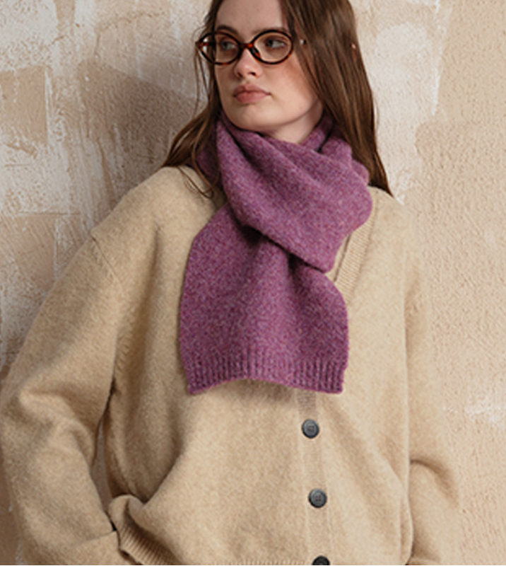 Purple Soft Wool Blend Knitted Scarf Women Men Winter Pure Color Neck Wrap (157x22cm)