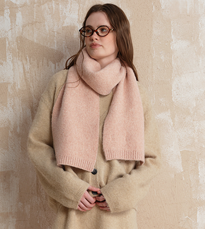 Pale pinkish gray Soft Wool Blend Knitted Scarf Women Men Winter Pure Color Neck Wrap (157x22cm)