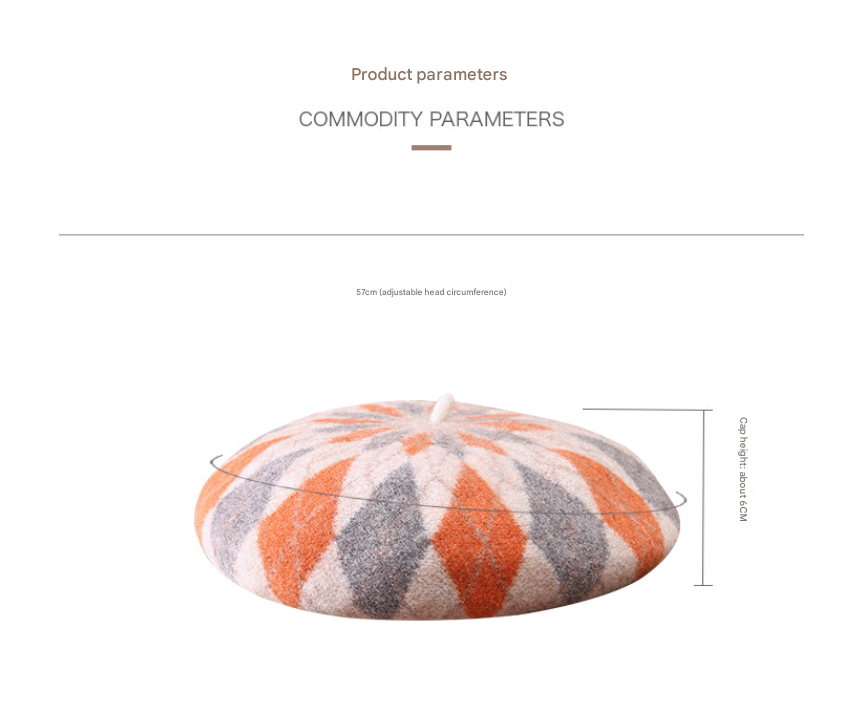 Diamond Colorblock Wool Beret - Stylish Plaid Painter Hat, Warm and Soft - (Blue)