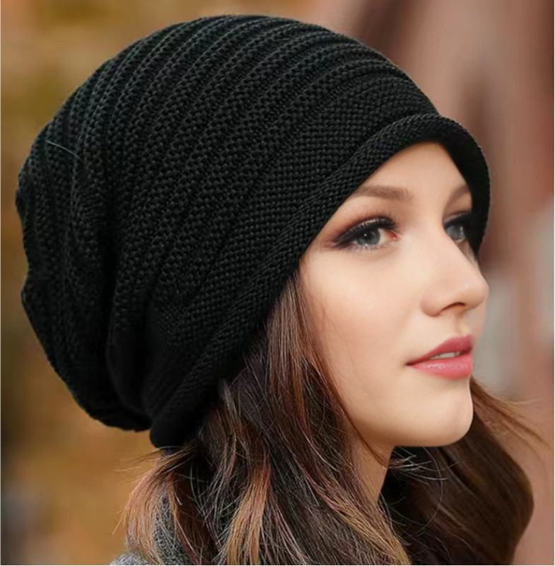 Black Warm & Stylish Women's Knitted Beanie Hats (3-Pack) - Perfect for Cold Weather Comfort