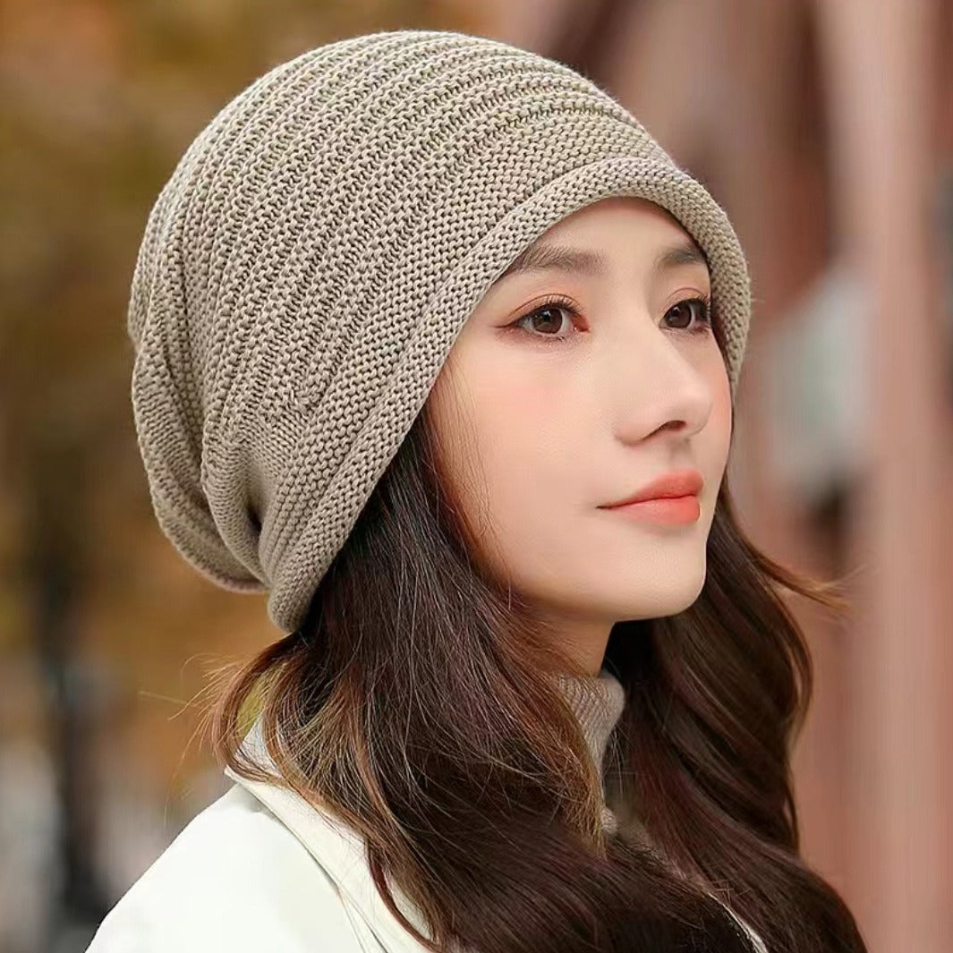 Khaki Warm & Stylish Women's Knitted Beanie Hats (3-Pack) - Perfect for Cold Weather Comfort
