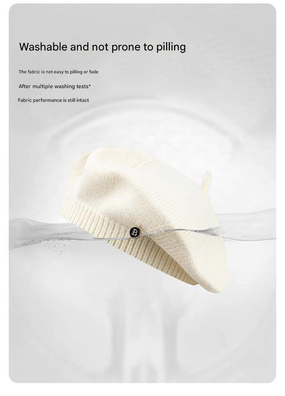 Camel Vintage Inspired Knitted Beret - Stretchy & Comfortable Wool Blend Cap