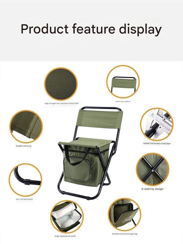Foldable Camping Chair with Integrated 10L Insulated Cooler Bag - Blue