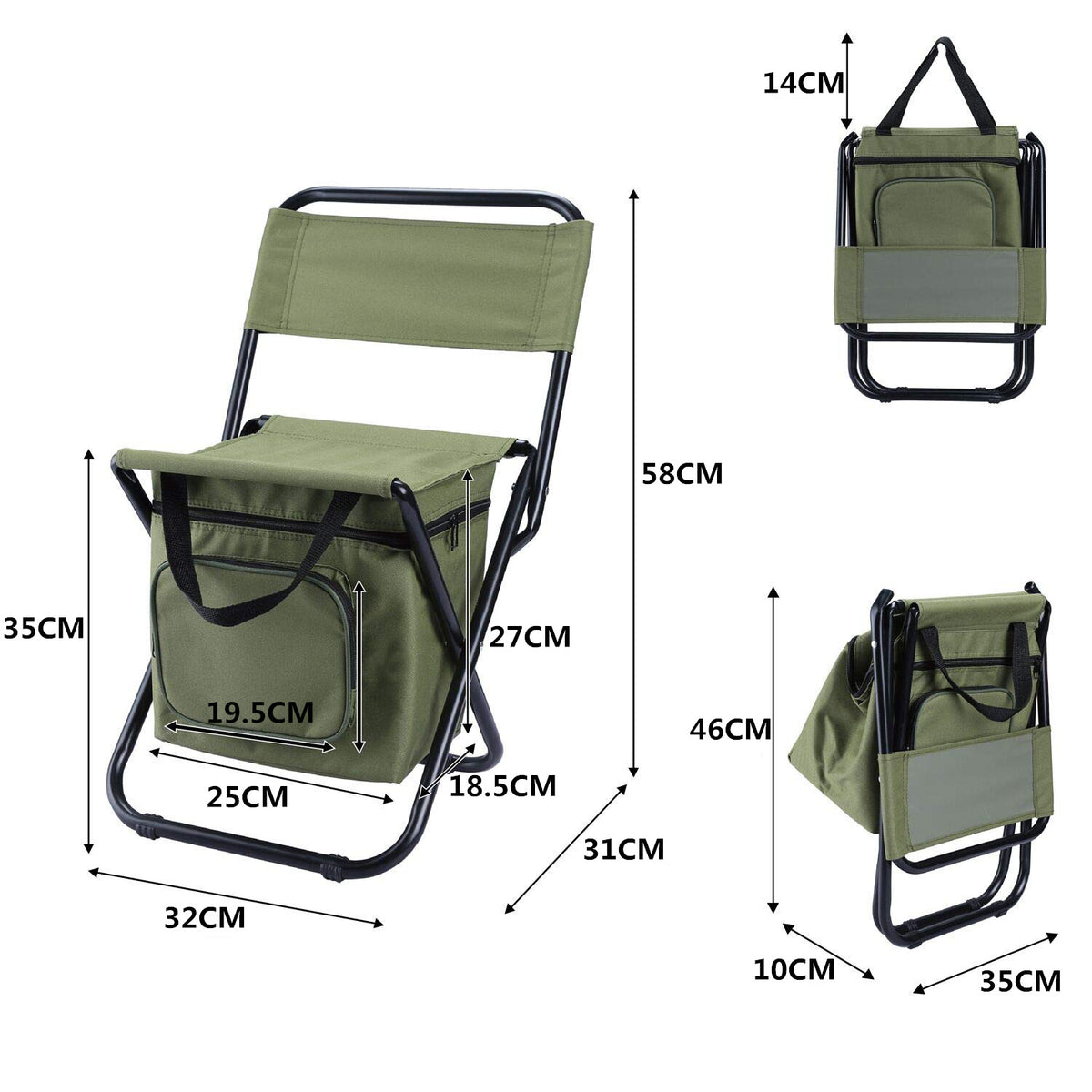 Foldable Camping Chair with Integrated 10L Insulated Cooler Bag - Blue