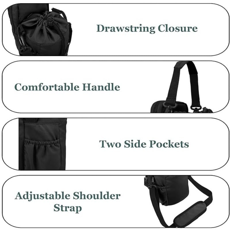 Green Portable Crossbody Water Bottle Holder with Multiple Pockets - Thermal Cooler Bag