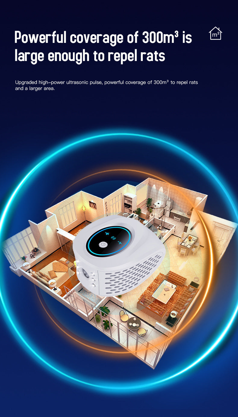 Black Advanced Ultrasonic Pest Repeller - Multi-Wave Tech for Mice, Roaches, Mosquitoes