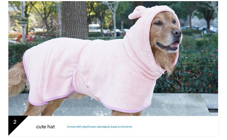 Pink Hooded Dog Bathrobe - Super Absorbent, Adjustable Fit, Cozy Pet Towel (Size : XL)