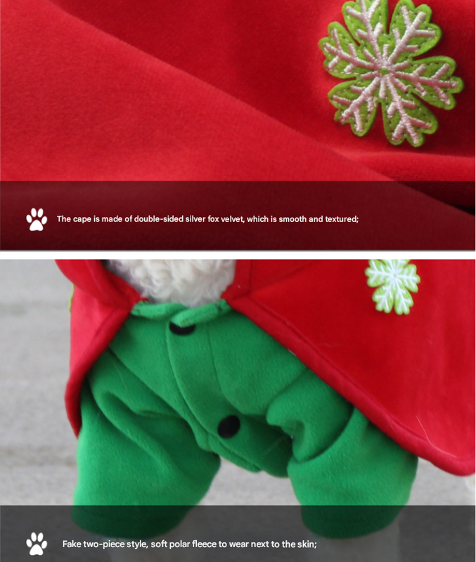 Christmas Dog Costume - Festive Hooded Cape & Green Jumpsuit Outfit (Size : 5XL)