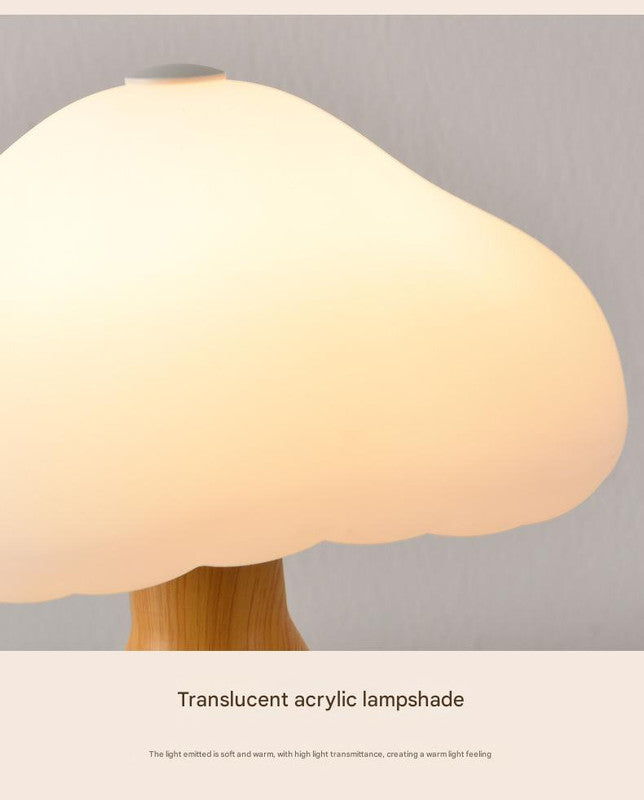 Black Mushroom LED Table Lamp - Rechargeable, 3-Color Touch Dimmable, USB-C
