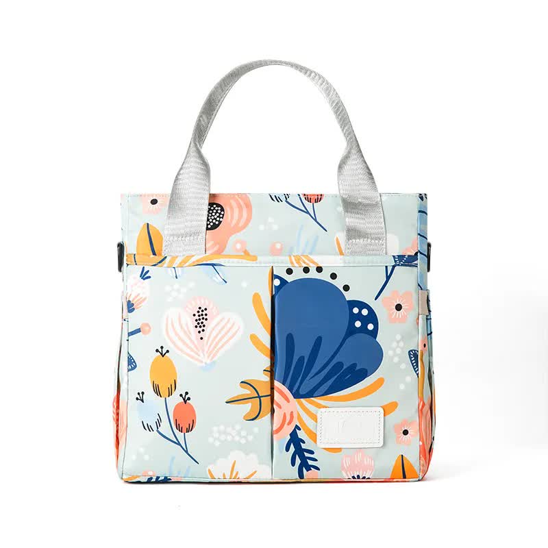 Colorful Versatile Nappy Bag Tote - Lightweight Diaper Bag with Insulated Pocket & Crossbody Strap
