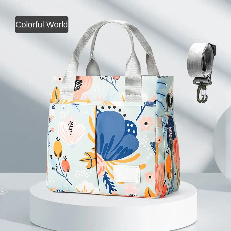 Colorful Versatile Nappy Bag Tote - Lightweight Diaper Bag with Insulated Pocket & Crossbody Strap