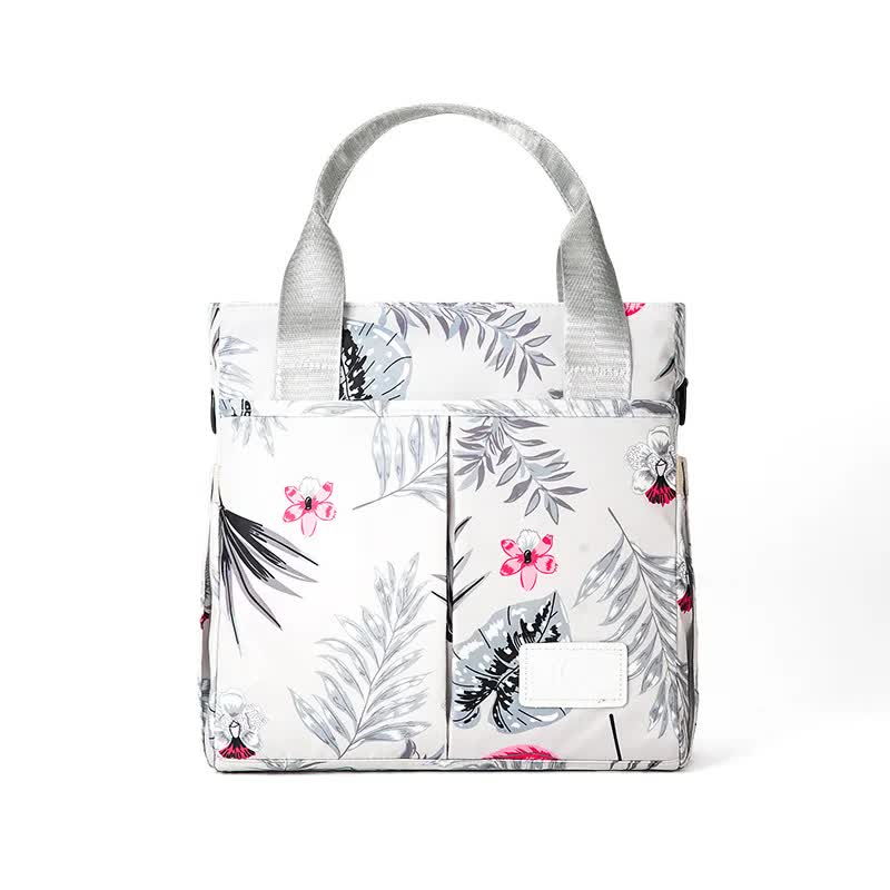 Grey Versatile Nappy Bag Tote - Lightweight Diaper Bag with Insulated Pocket & Crossbody Strap