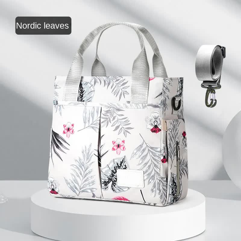 Grey Versatile Nappy Bag Tote - Lightweight Diaper Bag with Insulated Pocket & Crossbody Strap