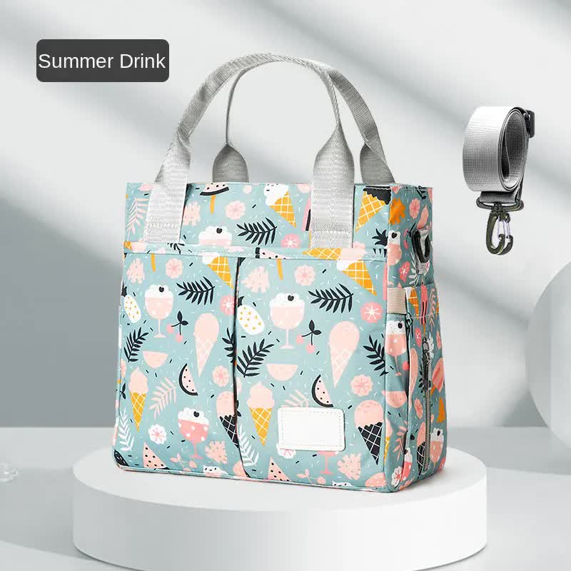 Green Versatile Nappy Bag Tote - Lightweight Diaper Bag with Insulated Pocket & Crossbody Strap