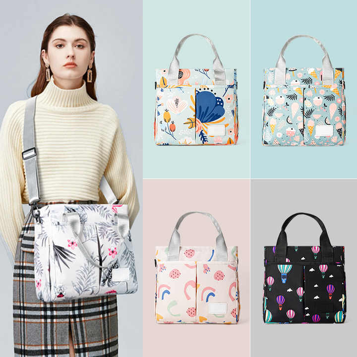Green Versatile Nappy Bag Tote - Lightweight Diaper Bag with Insulated Pocket & Crossbody Strap