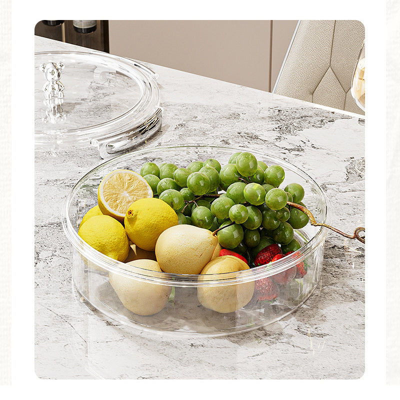 Grey And Silver Snap Button Elegant Compartment Serving Tray with Lid - Versatile Snack, Fruit & Candy Box