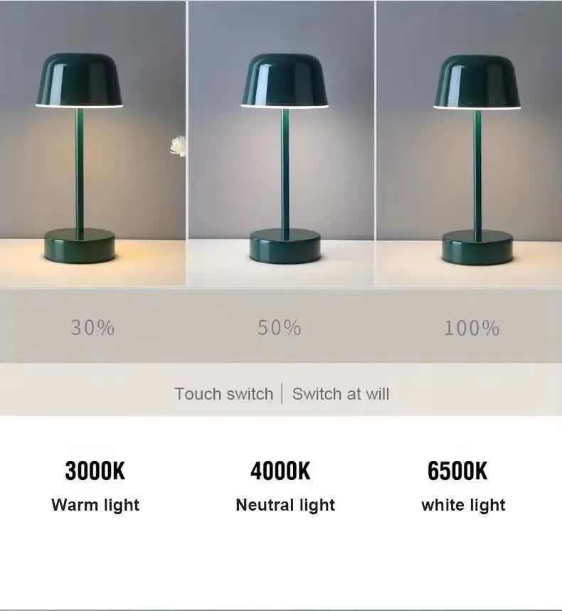 Red Modern Minimalist LED Table Lamp - Rechargeable Touch Control Desk Light