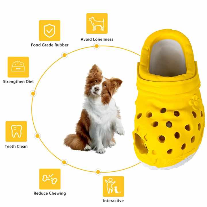 Size L Red Tough Slipper Dog Chew Toy - Natural Rubber Treat Dispenser & Teeth Cleaner for Interactive Play & Boredom Relief