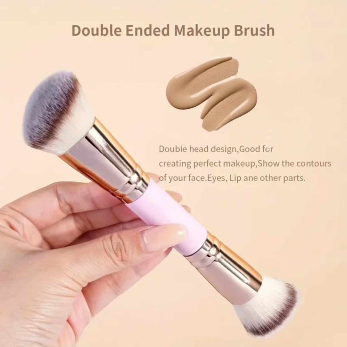 Black Versatile 4pc Dual-Ended Makeup Brush Set - Soft Synthetic Bristles for Foundation Blush Contour Concealer