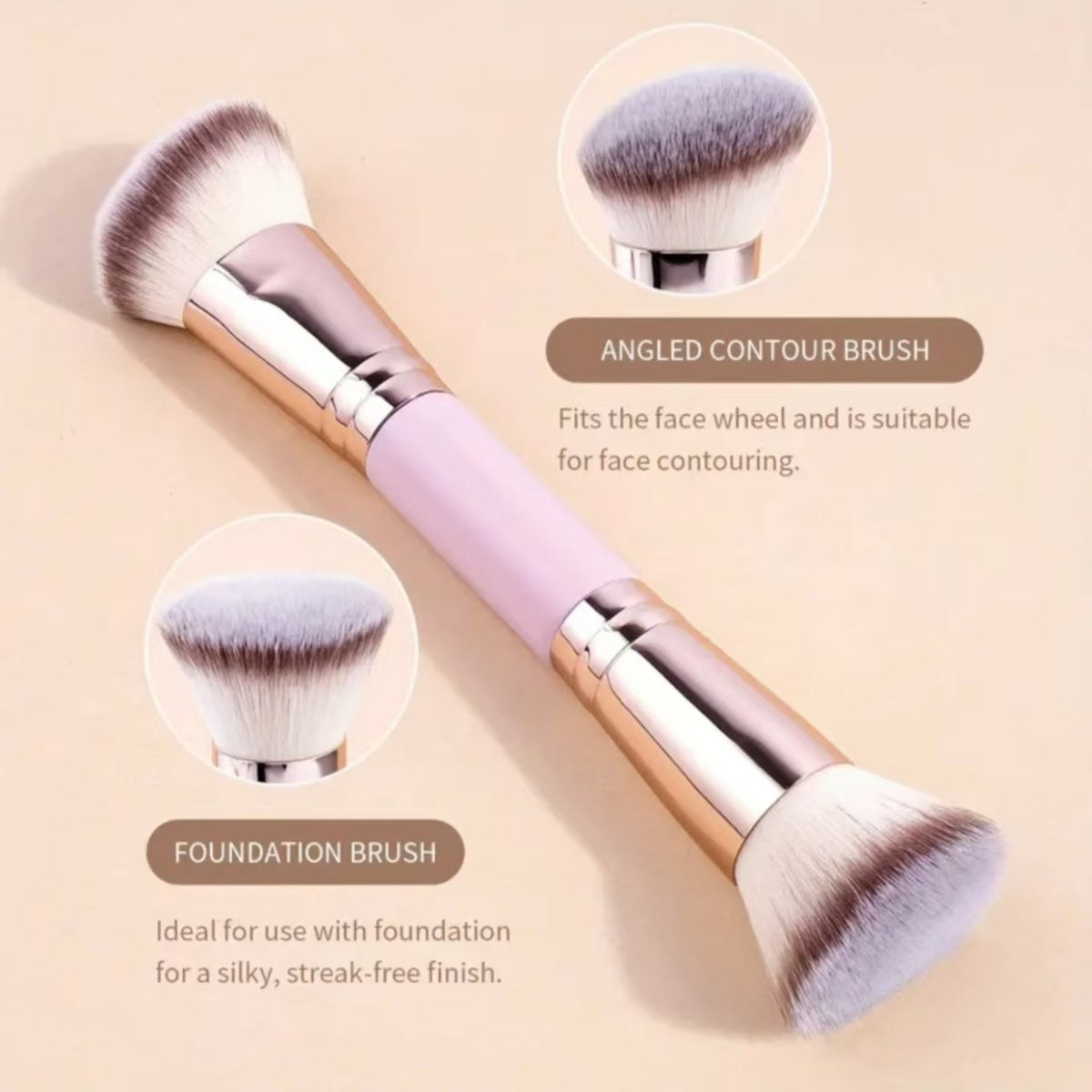 Black Versatile 4pc Dual-Ended Makeup Brush Set - Soft Synthetic Bristles for Foundation Blush Contour Concealer