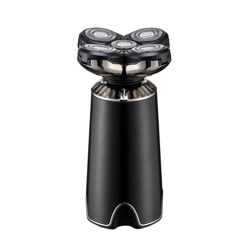 Black Men's 5-Head Electric Rotary Shaver - Waterproof Wet/Dry USB Rechargeable Razor for Face & Bald Head Shaving