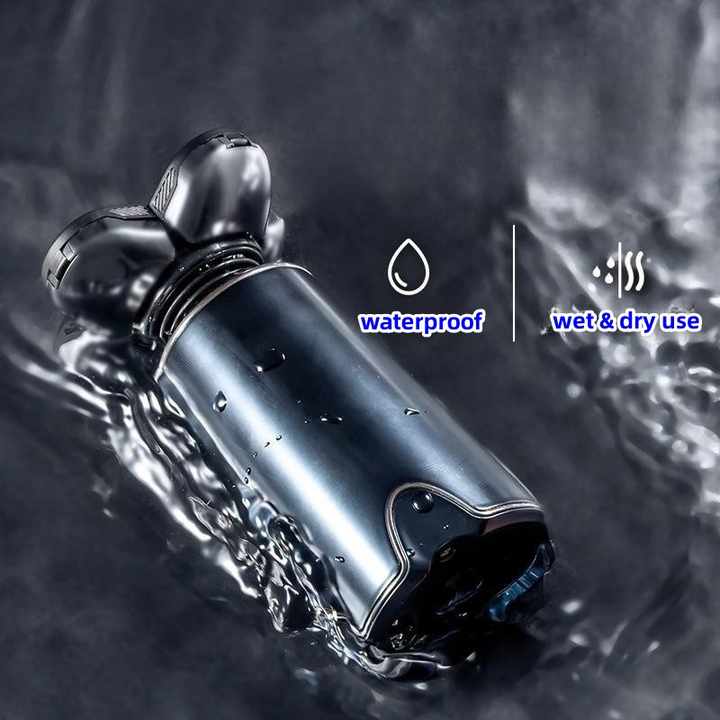 Dark Blue Men's 5-Head Electric Rotary Shaver - Waterproof Wet/Dry USB Rechargeable Razor for Face & Bald Head Shaving