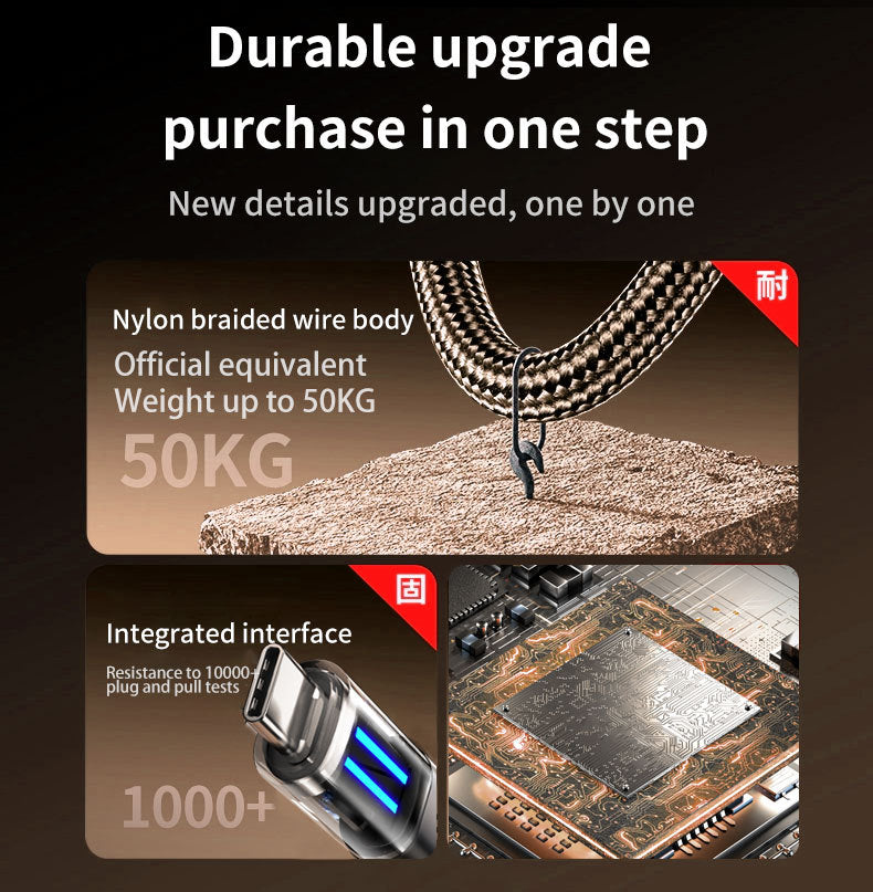 2 Pcs Black 27W USB-C to Lightning Fast Charging Cable with Smart LED Indicator - Braided Cord for iPhone & iPad