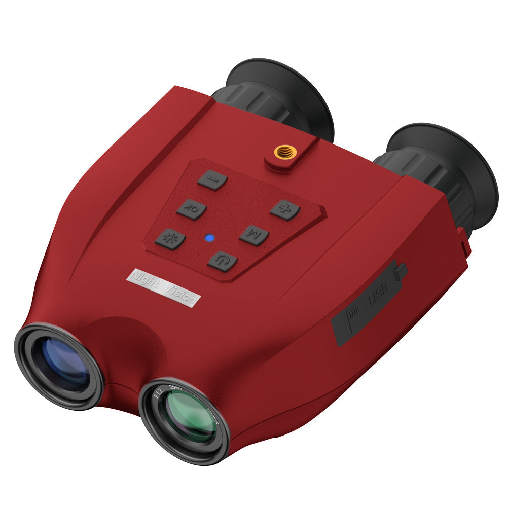 Red Professional HD Digital Night Vision Binoculars - 6X Optical Zoom, IR Illumination, Record 2.5K Video & 48MP Photos
