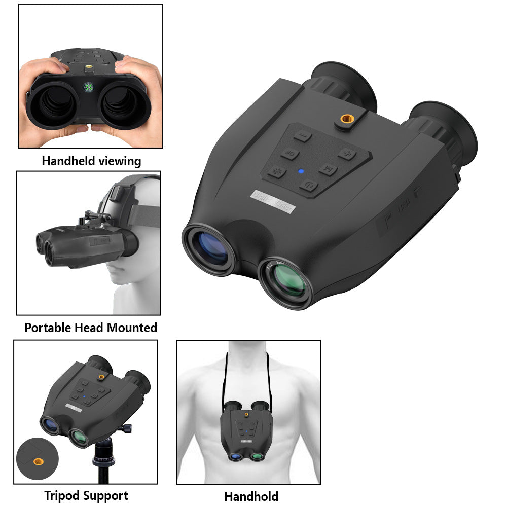 Red Professional HD Digital Night Vision Binoculars - 6X Optical Zoom, IR Illumination, Record 2.5K Video & 48MP Photos
