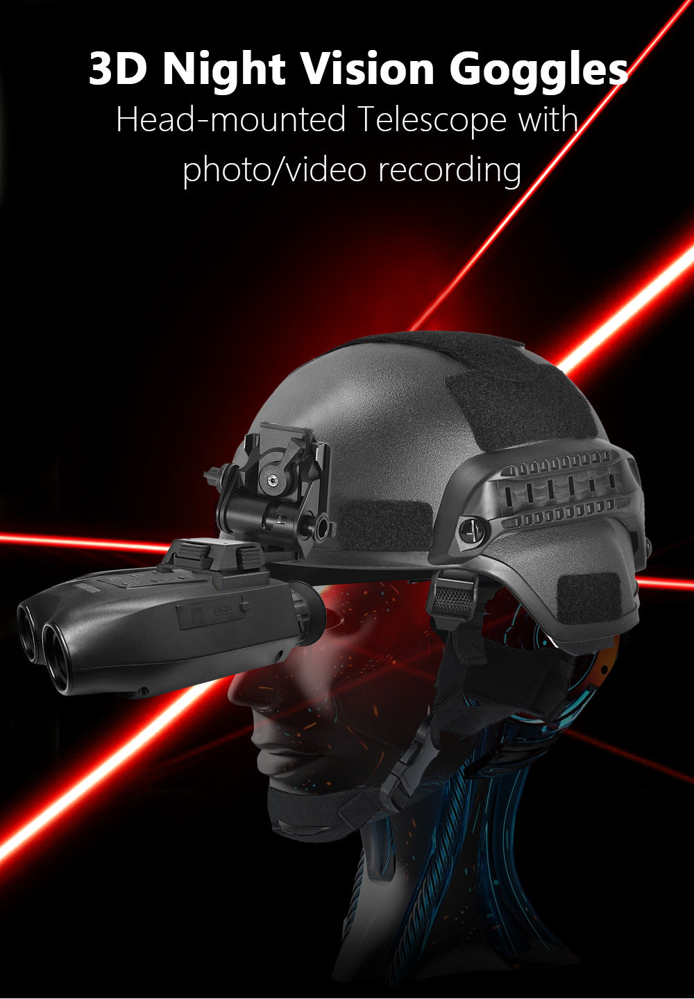 Red Professional HD Digital Night Vision Binoculars - 6X Optical Zoom, IR Illumination, Record 2.5K Video & 48MP Photos