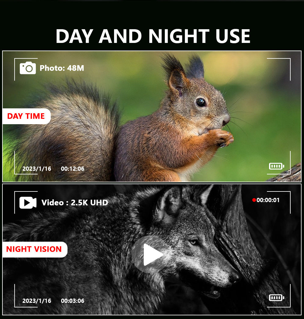 Red Professional HD Digital Night Vision Binoculars - 6X Optical Zoom, IR Illumination, Record 2.5K Video & 48MP Photos