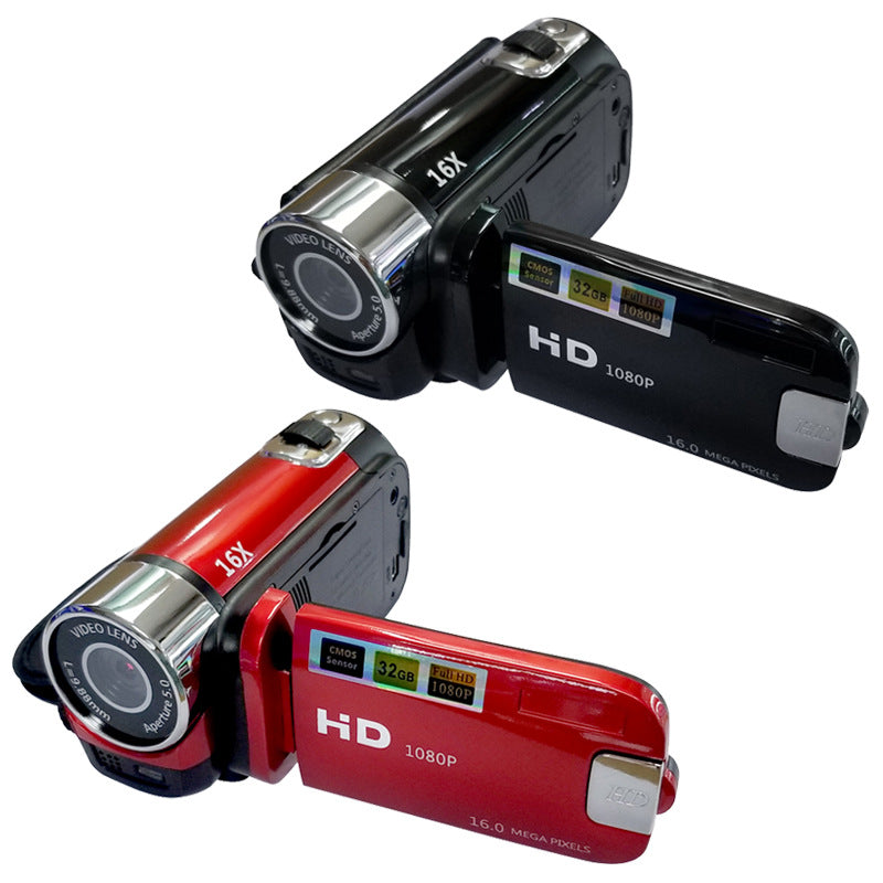 Black Capture Life's Moments: HD 1080P Digital Camcorder - 16MP Photos, 16X Digital Zoom, 2.7" LCD Screen